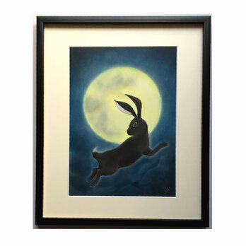 黒兎（パステル画　原画）　4号の画像