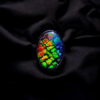 天然石 宝石 アンモライト（Ammolite）トリプレットルース オーバル 18×13mm AMOV181304 パーツの画像