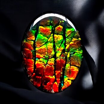 天然石 宝石 アンモライト（Ammolite）トリプレットルース オーバル 16×12mm AMOV161203 パーツの画像