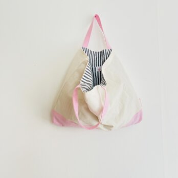 リバーシブル手提げbag   ピンクの画像