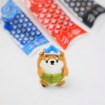 【受注製作】‐端午の節句・こどもの日コスプレ‐ 柏餅パンツのまゆ柴犬の赤ちゃん(赤柴・黒柴・白柴)　羊毛フェルトの画像