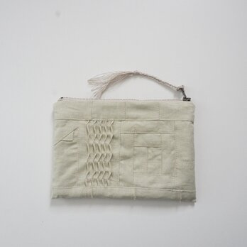 小さな布たちのフラットポーチ　パーチメント