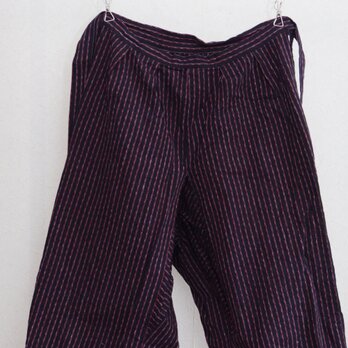 もんぺ パンツ 古布 木綿 野良着 縞模様 リメイク素材 ハンドメイド ジャパンヴィンテージの画像