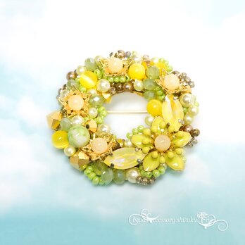 フラワーリースブローチG＊Lime Greenの画像