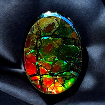 天然石 宝石 アンモライト（Ammolite）トリプレットルース オーバル 14×10mm AMOV141002 パーツの画像
