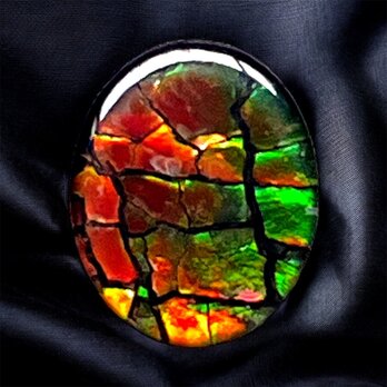天然石 宝石 アンモライト（Ammolite）トリプレットルース オーバル 11×9mm AMOV110901 パーツの画像