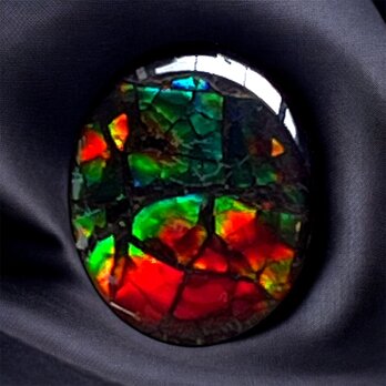 天然石 宝石 アンモライト（Ammolite）トリプレットルース オーバル 11×9mm AMOV110903 パーツの画像