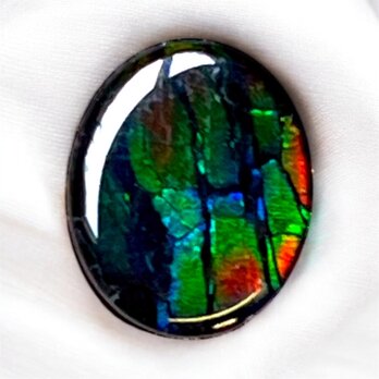 天然石 宝石 アンモライト（Ammolite）トリプレットルース オーバル 11×9mm AMOV110904 パーツの画像