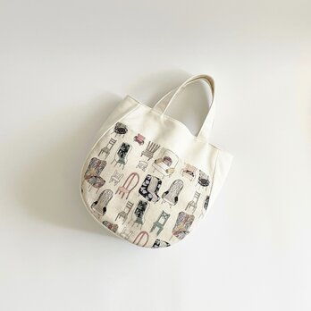 デザイナーズチェア柄ポケット キナリのラウンド型バッグ A4