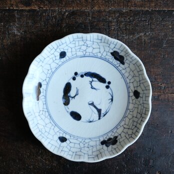 網目で可愛い◆白と藍のコントラスト。伊万里　染付七寸中皿　骨董/antiques　丁寧な暮らし。江戸末期 【アマテ】の画像