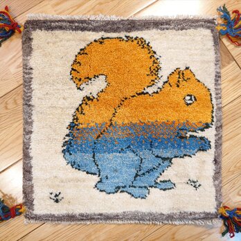 ペルシャ　ギャッベ　ミニマット　ラグ　40x39.5cm　リス　ベージュ　T7625の画像