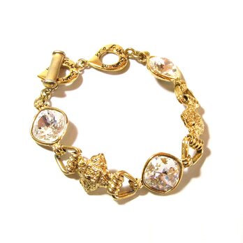 YVES SAINT LAURENT Vintage Gold Tone Design Braceletの画像