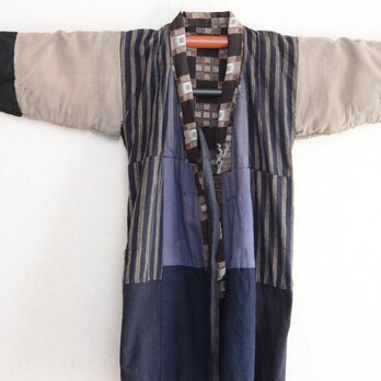 子供用着物 襤褸 クレイジーパターン 古布 木綿 絣模様 ジャパンヴィンテージ Kids Kimono Antiqueの画像