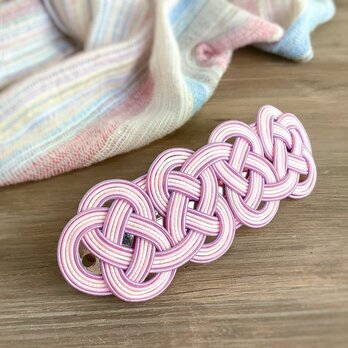 水引　バレッタ【コットンキャンディ】カラフル　ピンク　夢色の画像