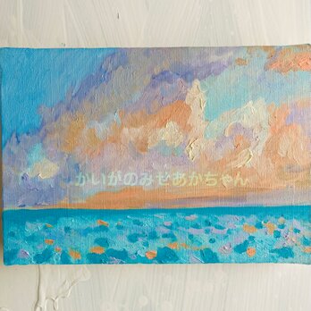 16×23㎝「朝の海　20253」油彩・原画・サムホールサイズの画像