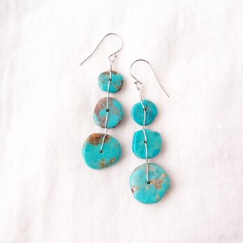 【SV】Turquoise × Wire Earrings／ターコイズ×ワイヤー フックピアスの画像