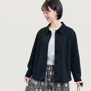 楽なのにきちんと見える ボタンジャケット アウター 黒 ●SHANNON-BT-JK-BK●の画像