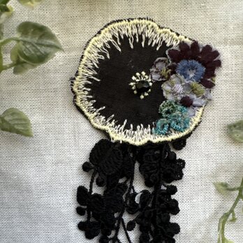 ★ ☆ ＊ ＊★ハンドメイドミナペルホネン⚮̈ jelly flower♡点と線刺繍フリンジの画像