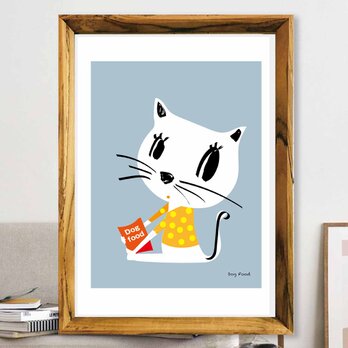 ドッグフード　猫　イラスト　お部屋たのしいseiのアート　ポスター　アートポスター　アート　sei検索　2984の画像