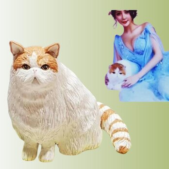 【受注作製】ペットギフト うちの子 写真入り 猫人形 フィギュア、名入れ 愛猫 肖像画 似顔絵❤ペットロス、誕生日、記念日のコピの画像