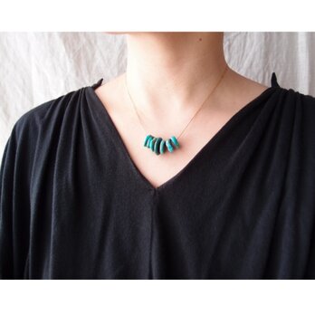 【K14gf】Turquoise Disk Chain Necklace／ターコイズディスク チェーンネックレスの画像