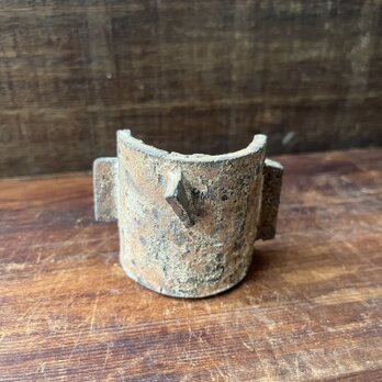 梟　花器　泥彩　の画像
