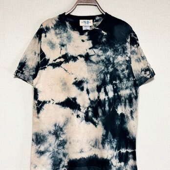 タイダイ Tシャツ Mサイズ ブラック×ベージュ ムラ染め Hippies Dye HD23-70の画像