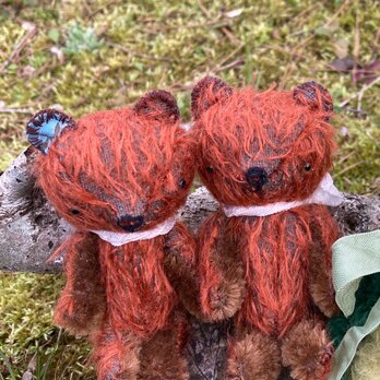 こぐま＊ブルーアイの子のみ＊ぬいぐるみ小サイズ＊グラスアイ＊モヘア＊ハンドメイド＊双子*テディベア