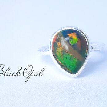 NEW ☆ 新作 ☆色鮮やかな『Black Opal』の世界でひとつの天然石リングsilver925の画像