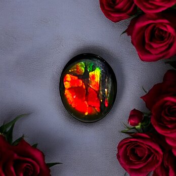 天然石 宝石 アンモライト（Ammolite）トリプレットルース オーバル 9×7mm AMOV090703 パーツの画像