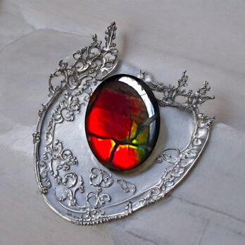 天然石 宝石 アンモライト（Ammolite）トリプレットルース オーバル 9×7mm AMOV090704 パーツの画像