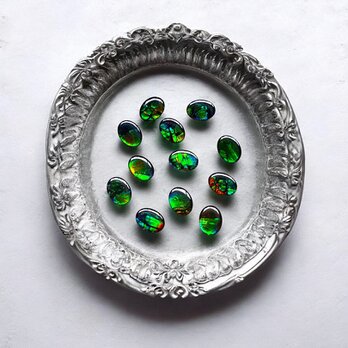 天然石 宝石 アンモライト　トリプレットルース オーバル 8×6mm AMOV0806GR グリーン A～L １点の画像