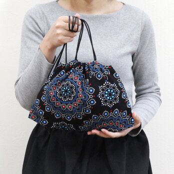 アフリカ布の巾着ショルダー（アフリカンプリント）斜めがけ たすき掛け インナーバッグ