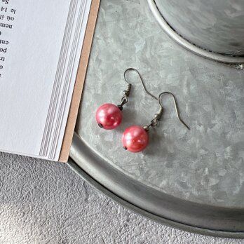 P640-ヴィンテージピアス U.S.A. 1980s Silky Pink Pearlの画像