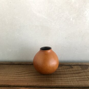 柿渋塗りの小さな瓢箪の花器 250325#01の画像