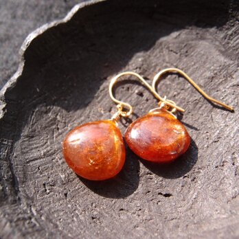 【K14gf】Orange Kyanite Drop Earrings／オレンジカイヤナイト しずくピアス（L）の画像