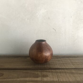 柿渋塗りの小さな瓢箪の花器 250325#02の画像