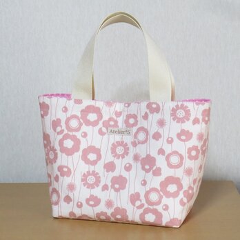 ミニトートバッグ★花柄（生成×ピンク）の画像