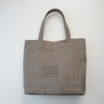 小さな布たちの大きなバッグ　モカグレー