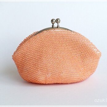 ビーズ編み　がま口【杏色】