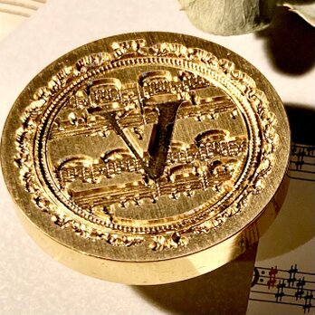 シーリングスタンプ　ヘッド　ローマ数字　5 音楽　楽器　楽譜の画像