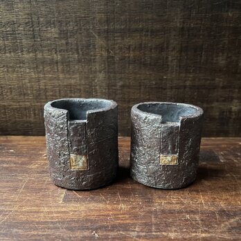 花器　焼締&灰志野釉　　No.1、2の画像