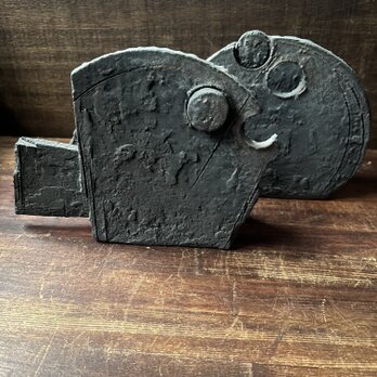 梟　花器　黒釉　セットの画像