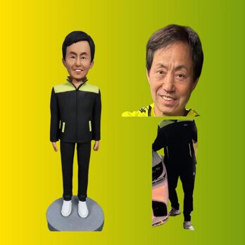 写真入り 人形 フィギュア❤名入れ 肖像画 似顔絵❤贈り物、彼氏、同僚、先輩、上司、友達❤誕生日 開店 周年記念 送別会 昇進のの画像