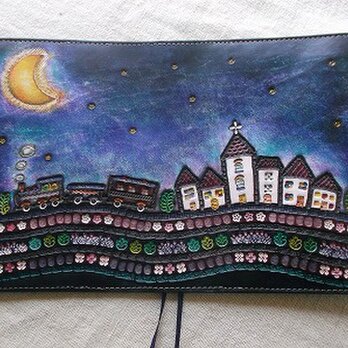 ほぼ日手帳対応　牛革文庫サイズ手帳　刻印＆拭き染め　の画像