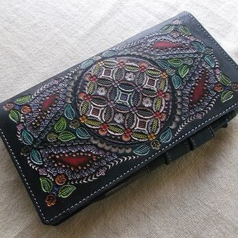 ほぼ日手帳weeks対応　レザー手帳カバー　　刻印＆拭き染めの画像