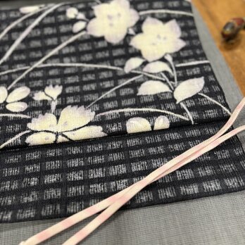 二部式　夏紬にお花染なごや帯　アップサイクル品の画像