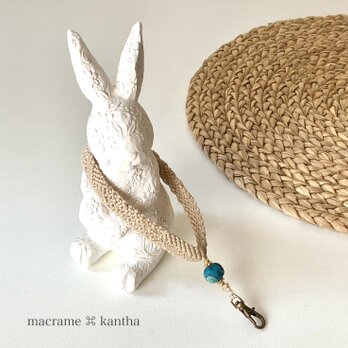 macrame ⌘ kantha カンタビーズマクラメレース ストラップ［ナスカン小・ビーズ大1個］02の画像