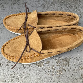 送料無料【新作】超軽量　モカシンシューズ　EMA-moccasin足を包み込む本革スエード　/スエードキャメルの画像