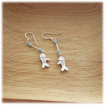おさかな＊ピアス（Silver925×ターコイズ）の画像